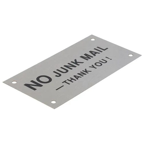 SANDLEFORD SIGNS STAINLESS 95X47mm No Junk Mail